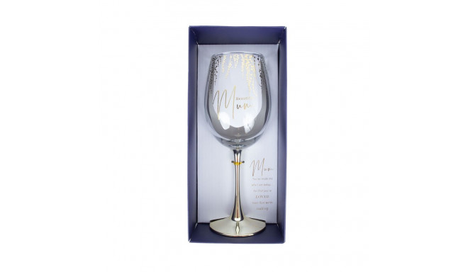Wine goblet FLOW "Beautiful Mum" H23,7cm 450ml, transparent glass, blue box