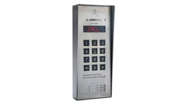 Laskomex CD-2600R audio with stainless steel RFID key reader, in surface-mounted housing.