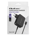 Qoltec GaN POWER PRO Charger | 1xUSB-C | 90W | 5-20V | 3-4.5A | Black