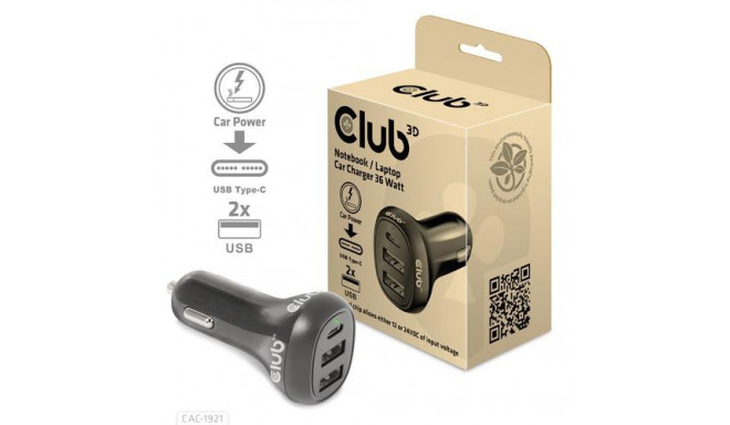 CLUB3D Notebook / Laptop Car Charger 36 Watt