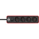 Brennenstuhl 1153240070 power extension 1.5 m 4 AC outlet(s) Indoor Black, Red