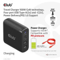 CLUB3D Travel Charger 100W GaN technology, Four port USB Type-A(2x) and -C(2x), Power Delivery(PD) 3