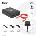 CLUB3D Travel Charger 132W GAN technology, Four port USB Type-A and -C, Power Delivery(PD) 3.0 Suppo