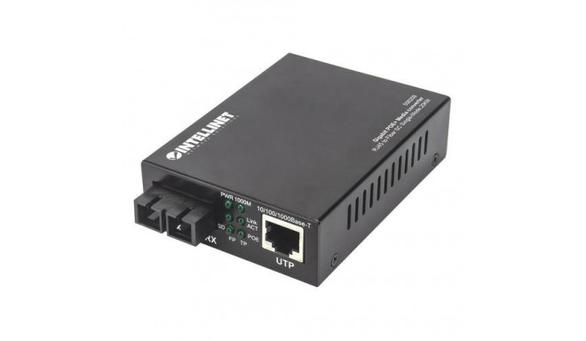 Intellinet Gigabit PoE+ Media Converter, 1000Base-T RJ45 Port to 1000Base-LX (SC) Single-Mode, 20 km