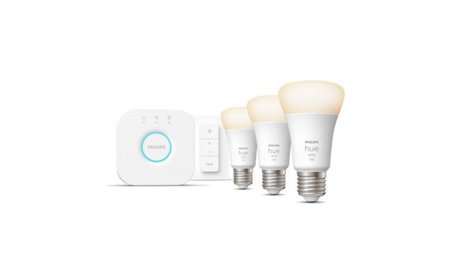 Philips Hue White Starter kit: 3 E27 smart bulbs (1100) + dimmer switch