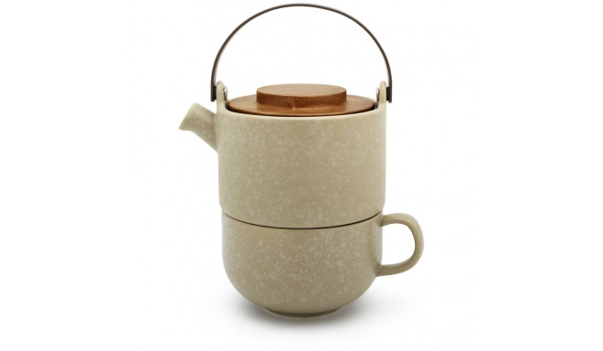 Bredemeijer Tea-for-one Umea beige / Acacia Lid  142024