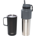 Asobu Twin Pack Bottle with Mug black, 0.9 L + 0.6 L