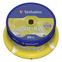 1x25 Verbatim DVD+RW 4,7GB 4x Speed, matt silver