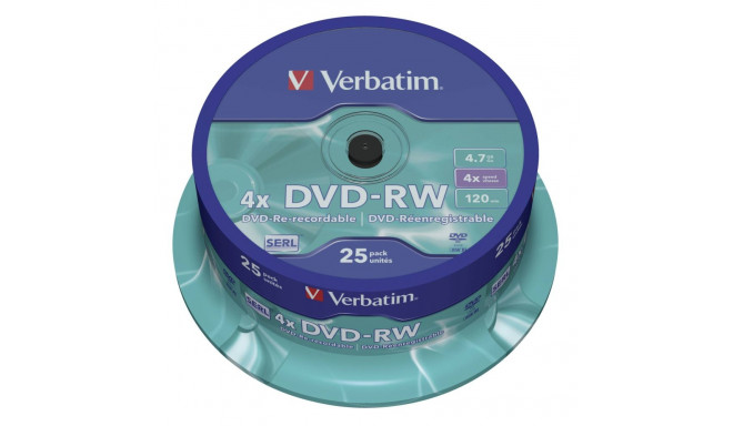 1x25 Verbatim DVD-RW 4,7GB 4x Speed, matt silver