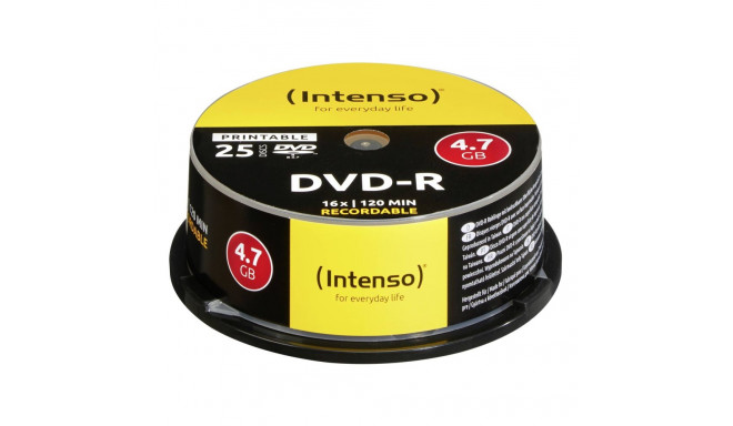 1x25 Intenso DVD-R 4,7GB 16x Speed Cakebox printable