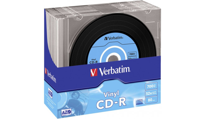 1x10 Verbatim CD-R 80 / 700MB 52x Speed, Vinyl Surface, Slim