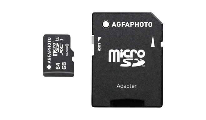 AgfaPhoto MicroSDXC UHS-I   64GB High Speed Class 10 U1 + Adapter