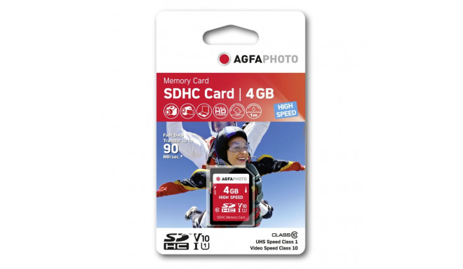 AgfaPhoto SDHC Card 4GB High Speed Class 10 UHS I U1 V10