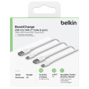 1x2 Belkin USB-C/USB-A PVC Cable 1m, 2Pack white  CAB001bt1MWH2PK