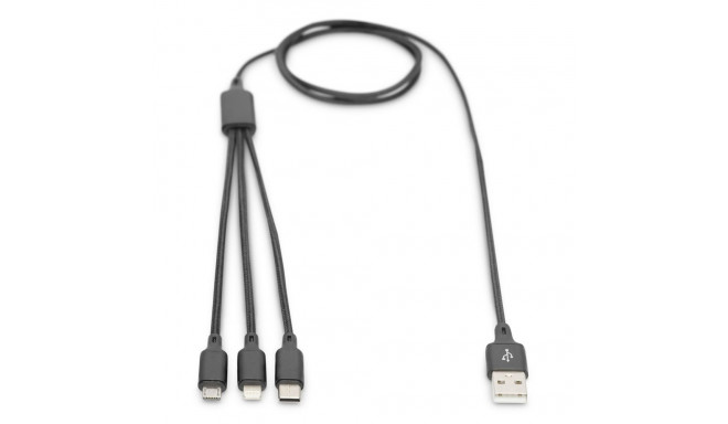 Kaabel 3-ühes USB-A to Lightning/MicroUSB/USB-C