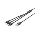 DIGITUS Cable 3-in-1 Cable USB-A to Lightning/MicroUSB/USB-C