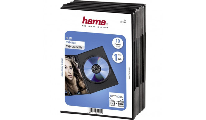 Hama Slim DVD Jewel Case pack of 10, black          51181