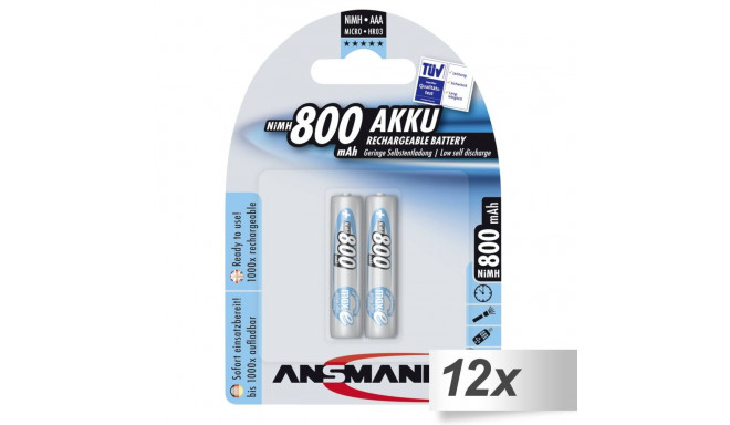 12x2 Ansmann maxE NiMH bat. Micro AAA 800 mAh