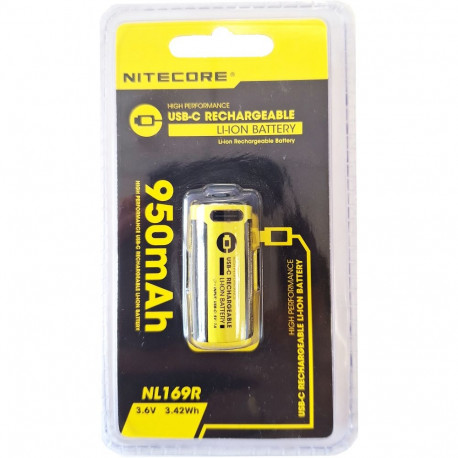 Battery NITECORE 16340 NL169R 950mAh USB-C