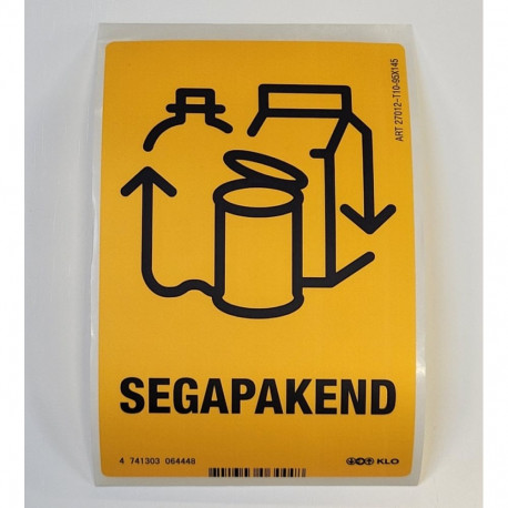 Kleebis prügikastile - SEGAPAKEND 95x145mm