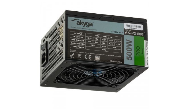 Akyga Pro ATX Power Supply 500W AK-P3-500 Fan12cm P8 5xSATA 2xPCI-E