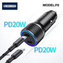 Jellico F8 40W Kompaktne Auto DC 12-24V Dual PD 20W USB-C Pesa 3A Kohandatav Kiirlaadija Must