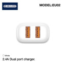 Jellico EU02 12W 2x USB 2.4A Plug Fast Adaptive Charger Universal for all Mobile Devices White