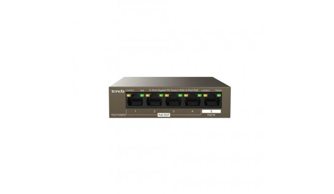 Tenda TEG1105PD network switch Gigabit Ethernet (10/100/1000) Power over Ethernet (PoE) Brown