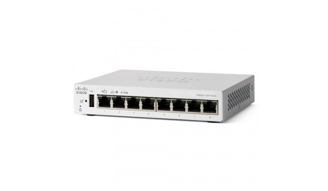 Cisco Catalyst 1200-8T-D Smart Switch, 8 Port GE, Ext PS, Desktop, Limited Lifetime Protection (C120