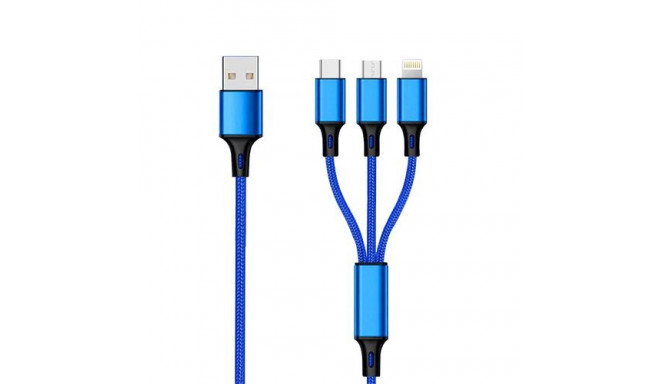 2GO 797151 USB cable 1.5 m USB B USB C/Micro-USB B/Lightning Black, Blue