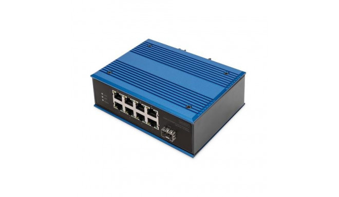 Digitus 8 port Fast Ethernet network PoE switch, industrial, unmanaged, 1 SFP uplink