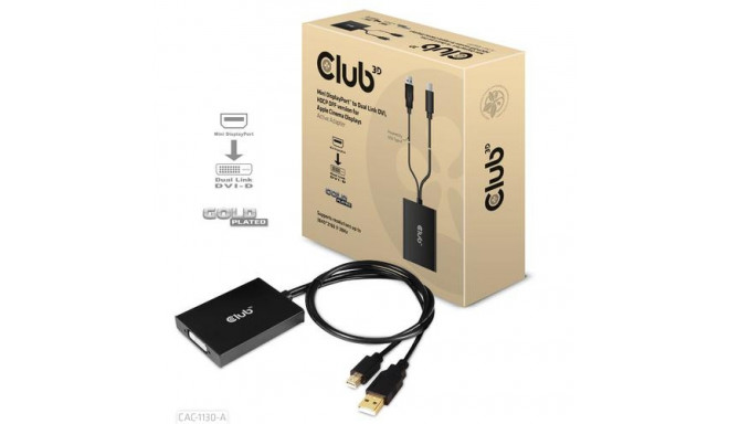 CLUB3D Mini DisplayPort to Dual Link DVI, HDCP OFF version for Apple Cinema Displays Active Adapter