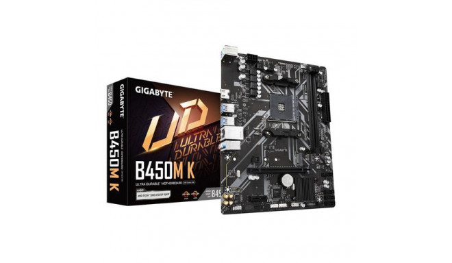 Gigabyte B450M K Motherboard - Supports AMD Series 5000 CPUs, up to 3600MHz DDR4 (OC), 1xPCIe 3.0 x4