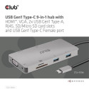 CLUB3D USB Gen1 Type-C 9-in-1 hub with HDMI, VGA, 2x USB Gen1 Type-A, RJ45, SD/Micro SD card slots a