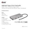 CLUB3D USB Gen1 Type-C 9-in-1 hub with HDMI, VGA, 2x USB Gen1 Type-A, RJ45, SD/Micro SD card slots a