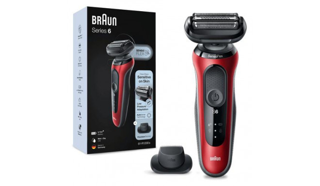 Braun Series 6 61-R1200s Foil shaver Trimmer Black, Red