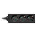 Deltaco GT-0321 power extension 3 m 3 AC outlet(s) Indoor Black