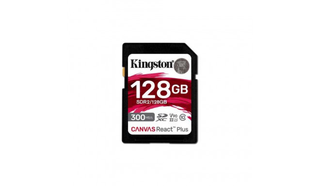 Kingston Technology 128GB Canvas React Plus SDXC UHS-II 300R/260W U3 V90 for Full HD/4K/8K