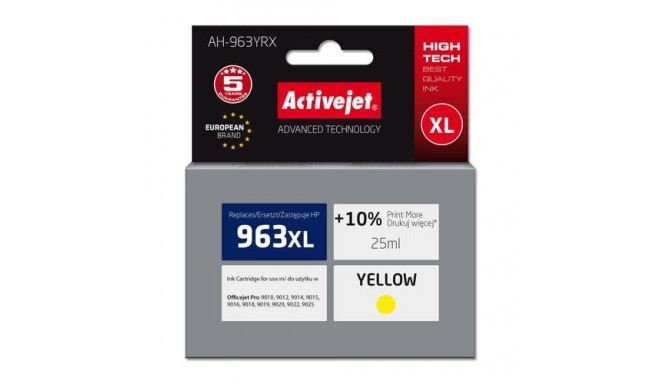 Activejet AH-963YRX ink for HP printers, Replacement HP 963XL 3JA29AE; Premium; 1760 pages; yellow