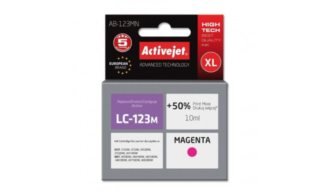 Activejet AB-123MN ink (replacement for Brother LC123M/LC121M; Supreme; 10 ml; magenta)