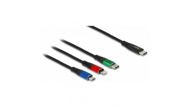 DeLOCK USB Charging Cable 3 in 1 USB Type-C™ to Lightning™ / Micro USB / USB Type-C™ 1 m