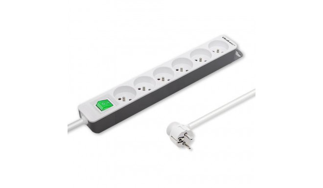 Qoltec 50292 power extension 1.8 m 6 AC outlet(s) Indoor White