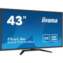 LCD Monitor|IIYAMA|43"|4K|Panel VA|3840x2160|16:9|60Hz|Matte|3 ms|Speakers|Tilt|Colour Black|X4373UH