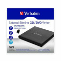 Verbatim External Slimline CD/DVD Burner USB-A + USB-A/USB-A to USB-C cable black/black 98938