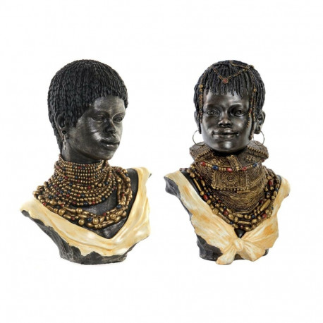 Decorative Figure DKD Home Decor Black Beige Colonial African Woman African Man 26 x 20 x 42 cm (2 U