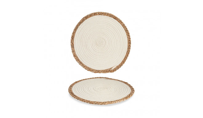 Table Mat White White/Brown Natural 35 x 1 x 35 cm