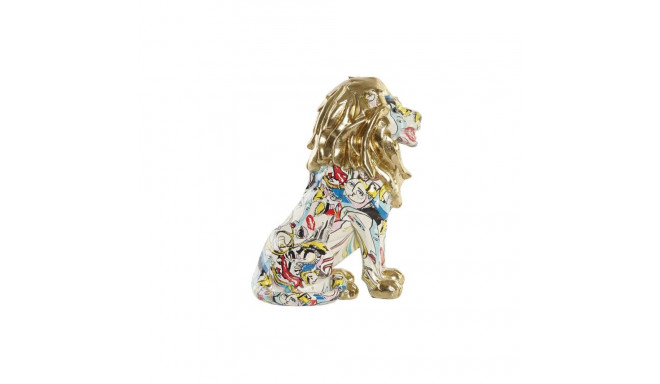 Decorative Figure DKD Home Decor Golden Lion Resin Multicolour Modern (21 x 14,5 x 27 cm) (15 x 21 x