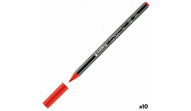 Felt-tip pens Edding 4200 Paintbrush Red (10 Units)