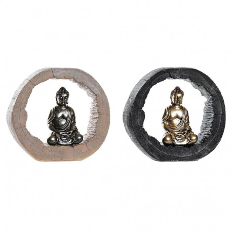Dekoratiivkuju DKD Home Decor Must Kuldne Buddha Idamaine 20,8 x 6 x 18,5 cm (2 Ühikut)