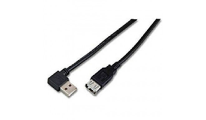 MicroConnect  USB2.0  Extension A-A 1.5m M-F With angled A plug. Black